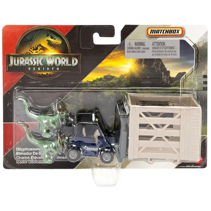 Vehicul Matchbox Jurassic World Dino Transporters - Dilophosaurus Lifter