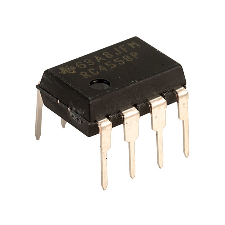 Двоен операционен усилвател RC4558P, 2 канала, DIP8, 3MHz