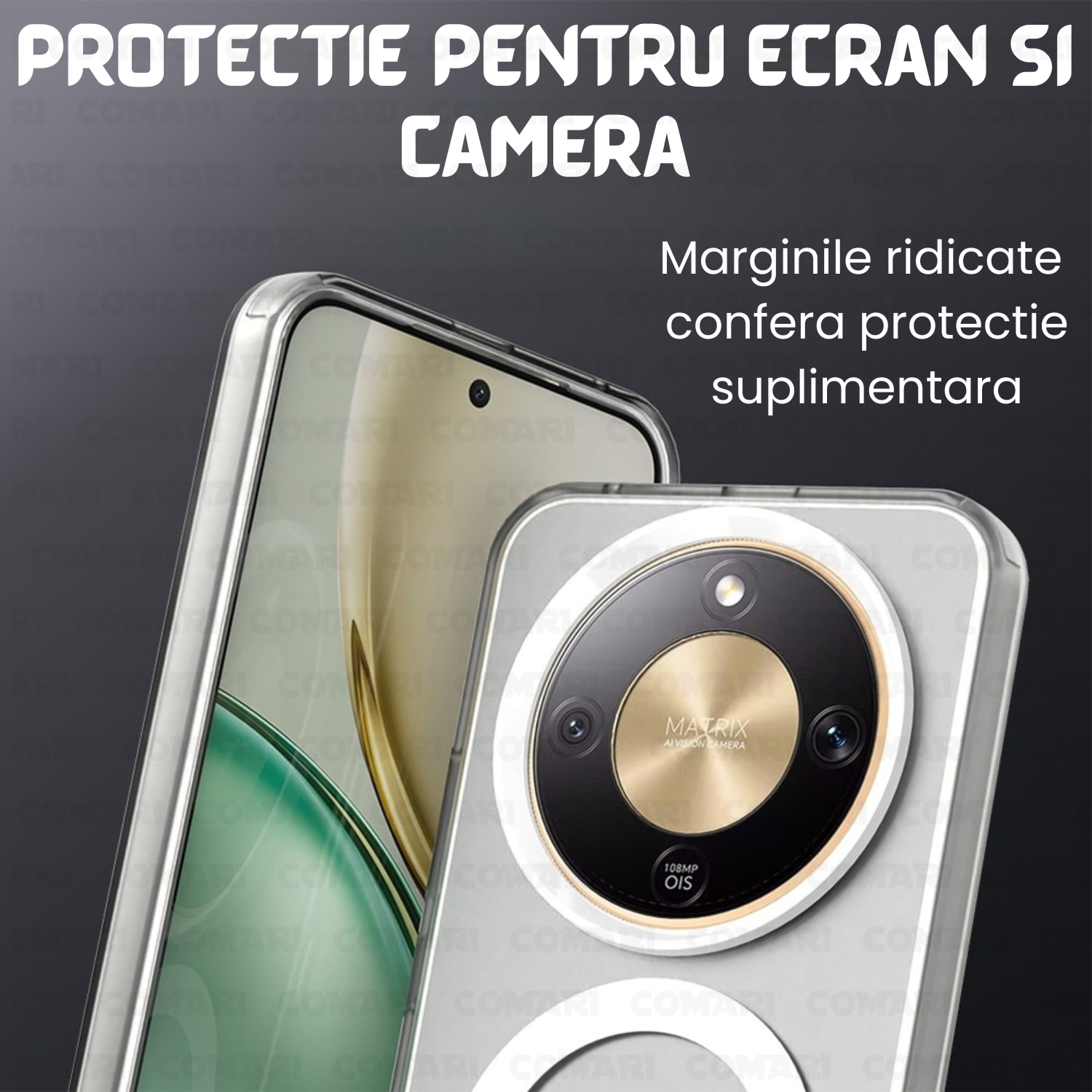 Husa pentru Honor Magic8 Lite Comari® CandyMag, compatibila MagSafe, protectie antisoc, laterale ranforsate, finisaj antiamprenta, Alb