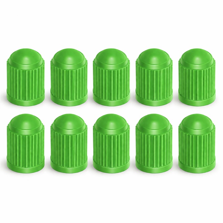 Capace valva ventil, Dodaco, set 10 buc, plastic verde, universale 13x10 mm