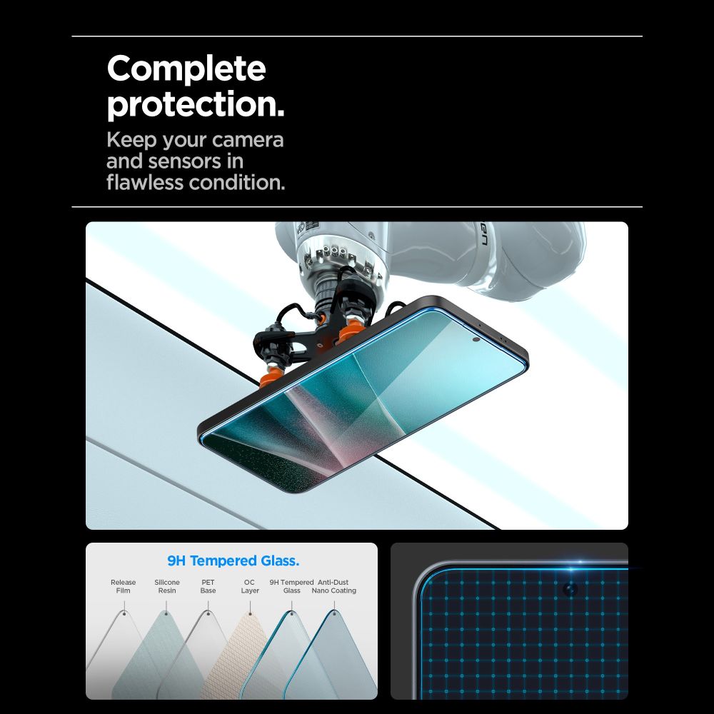 Folie sticla securizata Spigen Glas.tR EZ Fit, Kit montare inclus, compatibila cu Samsung Galaxy A37 5G / A36, Transparent