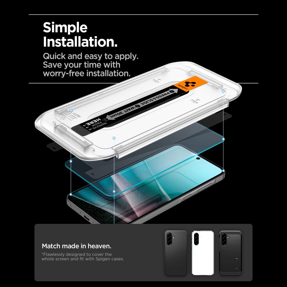 Folie sticla securizata Spigen Glas.tR EZ Fit, Kit montare inclus, compatibila cu Samsung Galaxy A37 5G / A36, Transparent