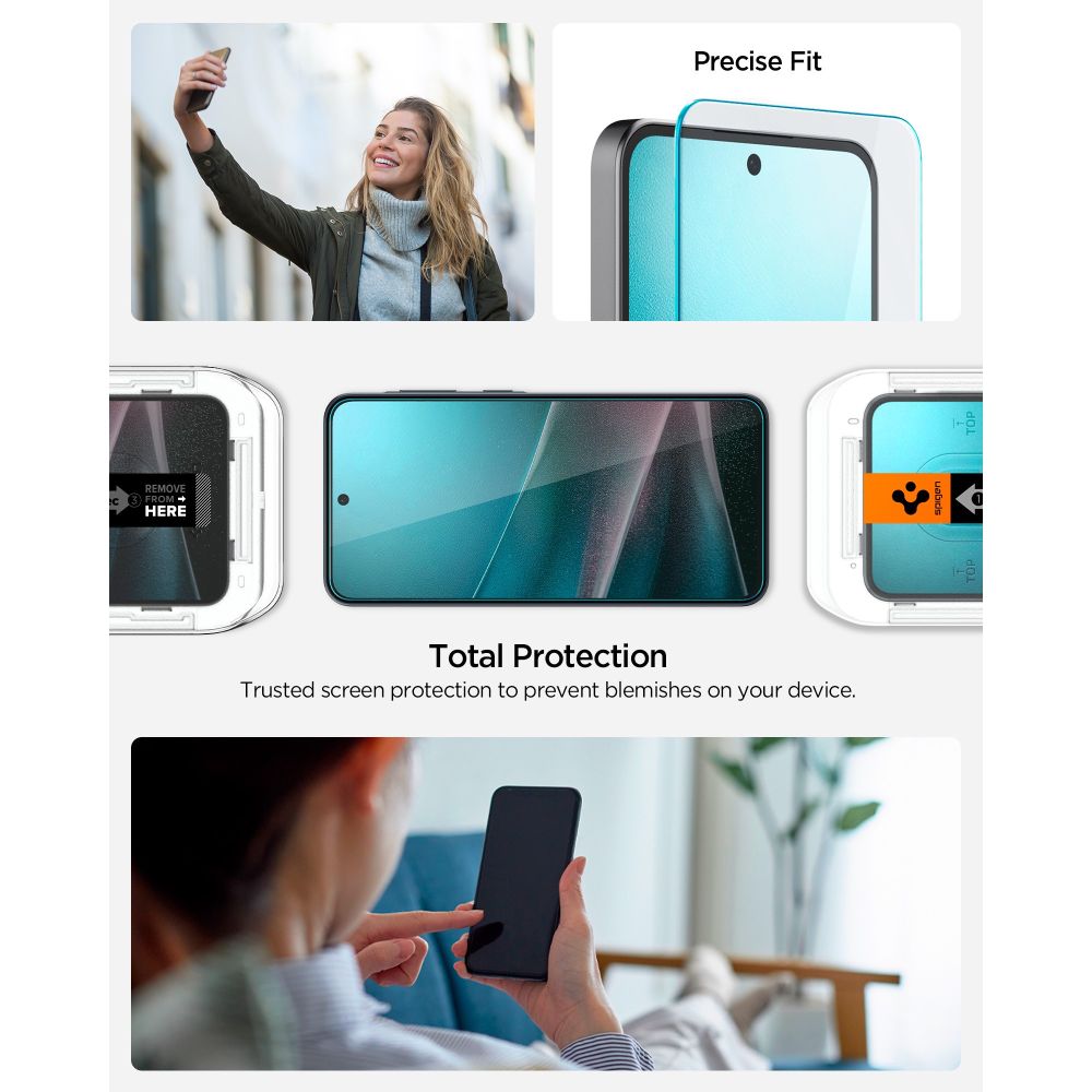 Folie sticla securizata Spigen Glas.tR EZ Fit, Kit montare inclus, compatibila cu Samsung Galaxy A37 5G / A36, Transparent