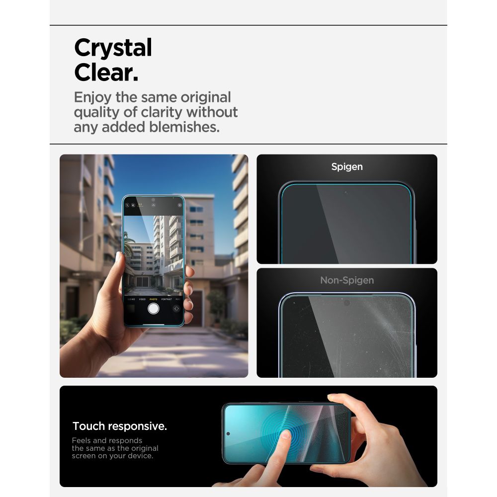 Folie sticla securizata Spigen Glas.tR EZ Fit, Kit montare inclus, compatibila cu Samsung Galaxy A37 5G / A36, Transparent