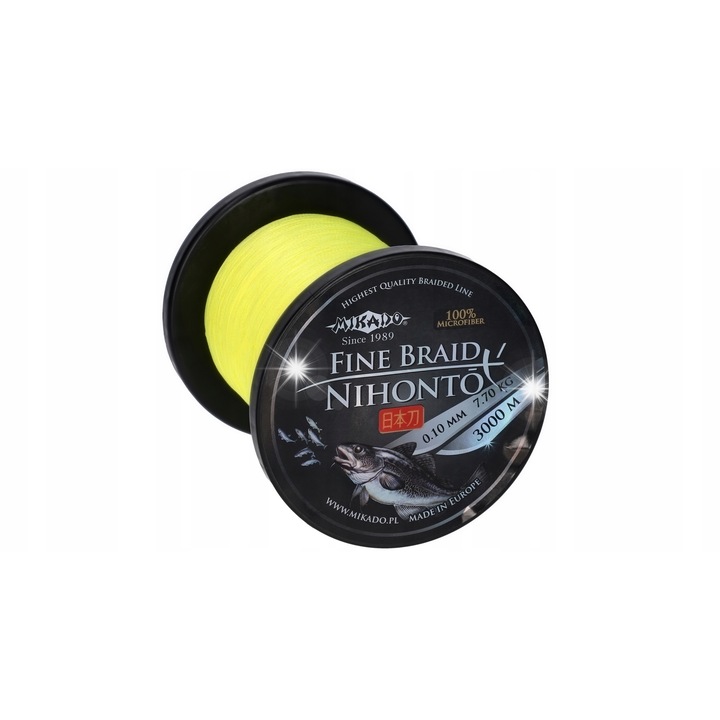Плетено влакно Mikado Nihonto Fine Braid 0.14mm/9.7kg/3000m Fluo Жълто