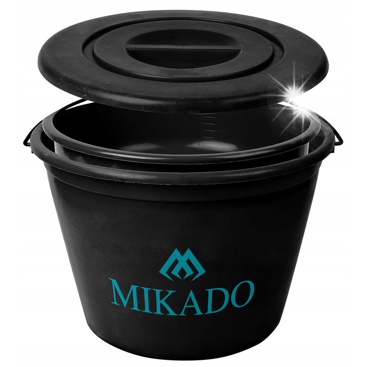 Galeta set MIKADO 25l, cu capac si bol, plastic negru