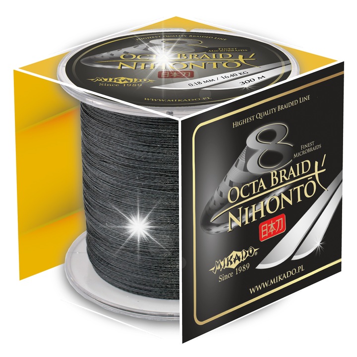 Mikado Octa Braid fonott zsinór 0,18mm 300m, fekete, szuper erős