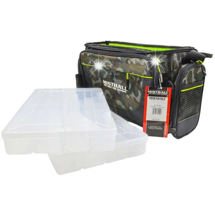 Geanta de pescuit Mistrall, set cu 2 cutii, 45x15x25cm, culoare moro