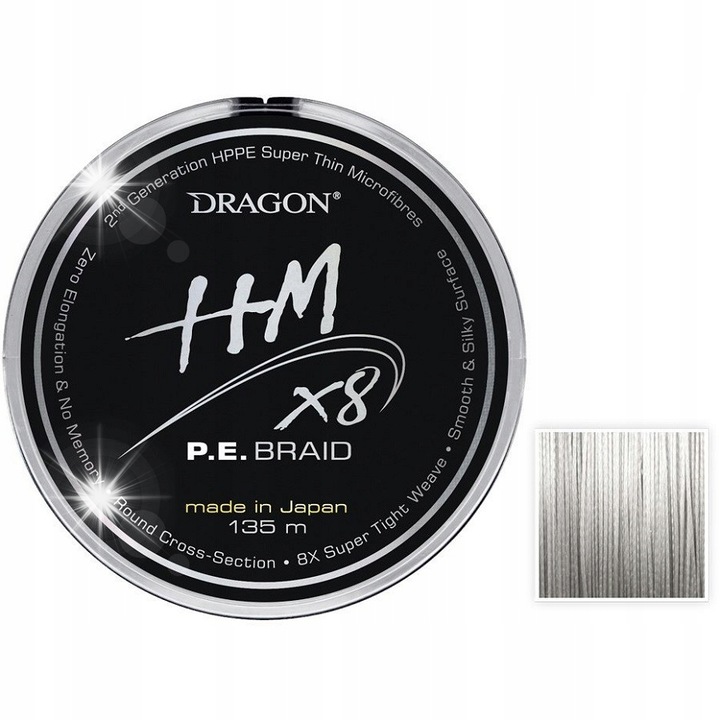 Dragon HM X8 fonott zsinór 0.06mm 135m világosszürke, ellenállás 5.5kg
