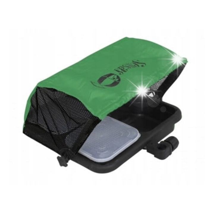 Platforma laterala Sensas cu protectie, set cu 2 cutii, 38x38cm, negru-verde, 25/30/36mm