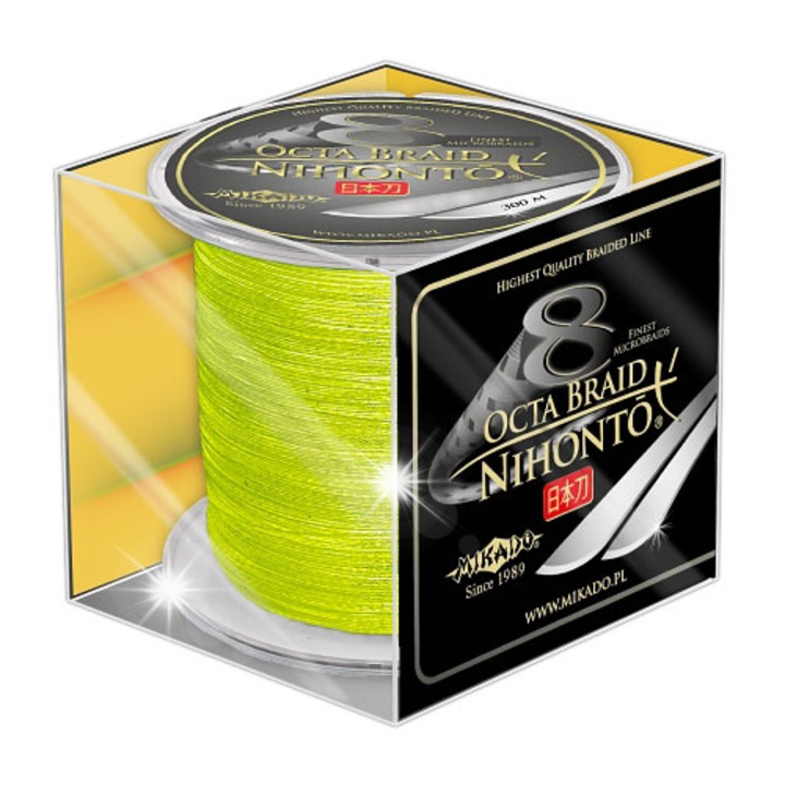 Plecaciune spinning Mikado Octa Braid 0.40mm 300m, galben fluo, rezistenta 39.80kg