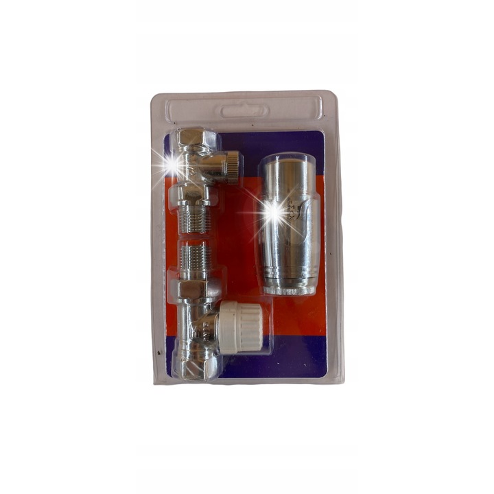 Set termostatic simplu 1/2", accesorii calorifere, crom