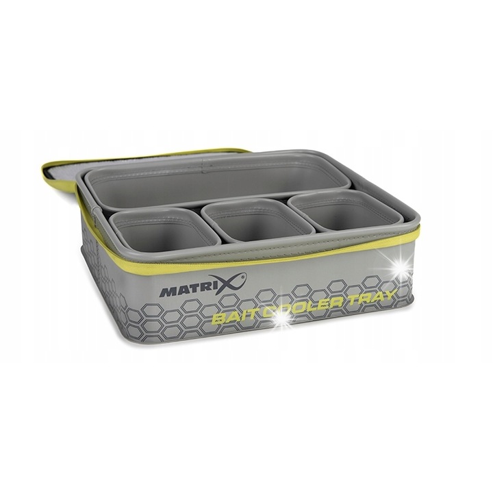 Set de recipiente Matrix EVA pentru momeli, 4 bucati, gri deschis, 350x320x110mm