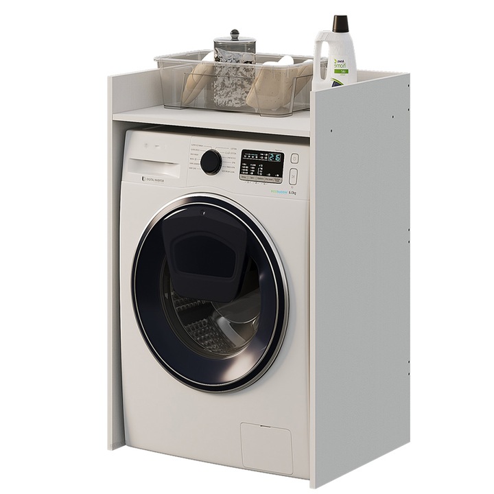 Dulap de baie deasupra masinii de spalat si uscatorului, coloana, raft, mobilier pentru electrocasnice, alb, 64 cm Rebiko