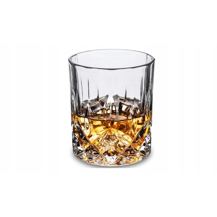 Zestaw Prezentowy Whisky, 2x Kostki din Otel Inoxidabil, Pahar din Cristal, Suport din Piatra, Culoare Maro, 810g