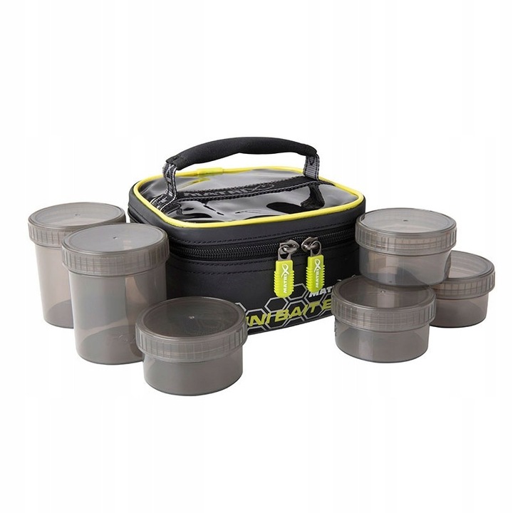 Geanta de pescuit Matrix Mini Bait Bag, 6 recipiente, model Camo, dimensiuni 17x17x9cm