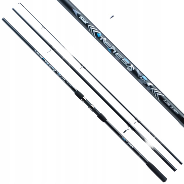 Jaxon horgászbot szett, 2x Tenesa Carp 3,6m 3,0lb, 2x Tramp TM400, 2x zsinór Crocodile Carp 300m, barna