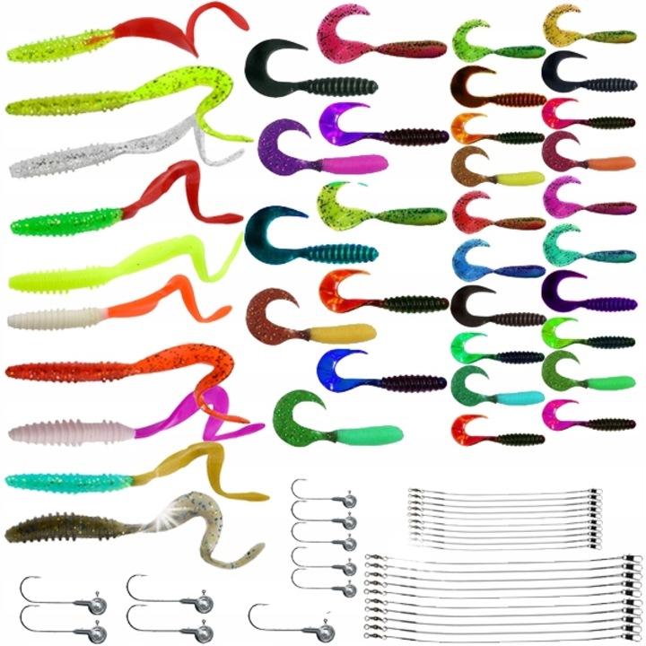 SET NALUCI 75buc TWISTER 10cm 7cm 4cm STRUNE JIGURI SPINNING
