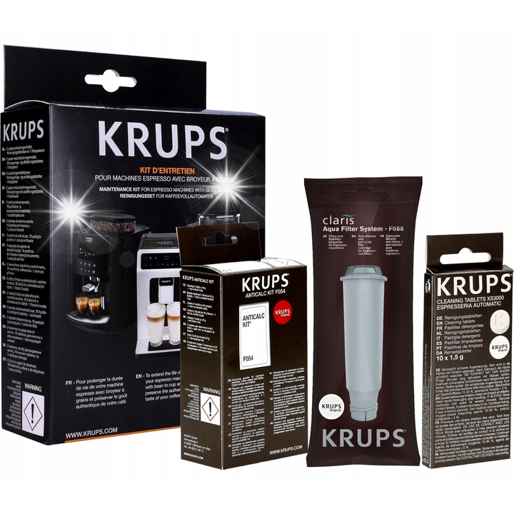 Set Odkamieniacz F054, Tablete XS3000, Filtru F088 Krups, 10 tablete, 2x40g