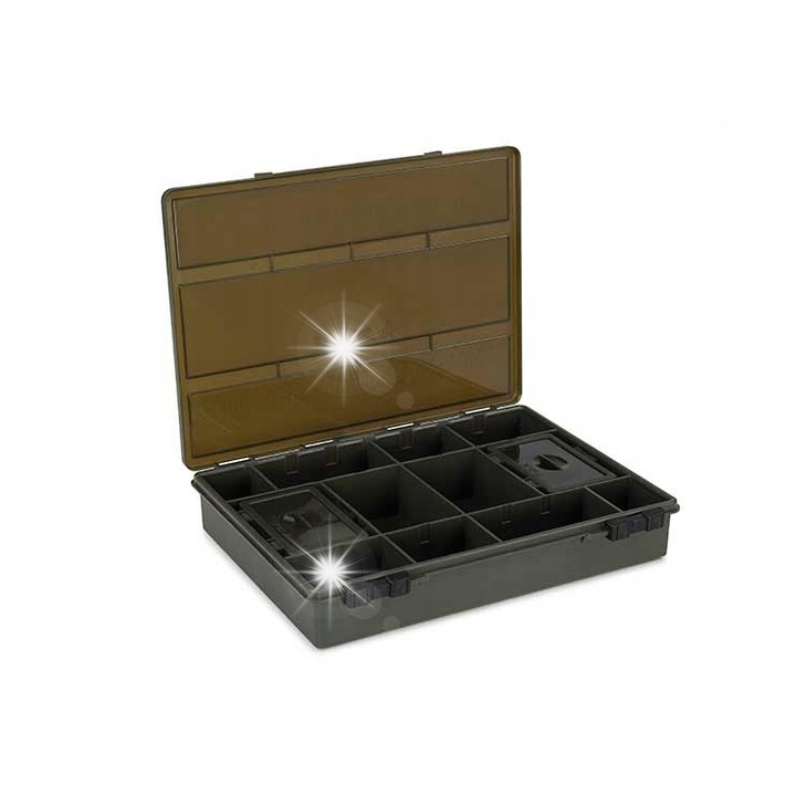 Кутия за риболов Fox EOS Large Tackle Box - Loaded, Carpy Green, 33x26x5см, комплект с 1 кутия с 8 отделения, 2 кутии с 2 отделения, 2 кутии с 4 отделения