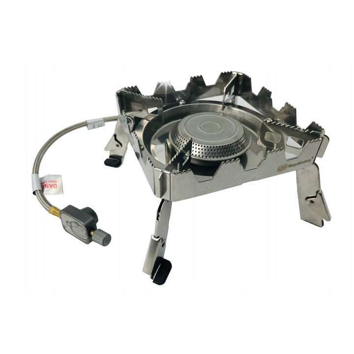 Ridgemonkey Quad Stove Pro kempingfőző, zöld, stabil méretek egyenetlen terepen