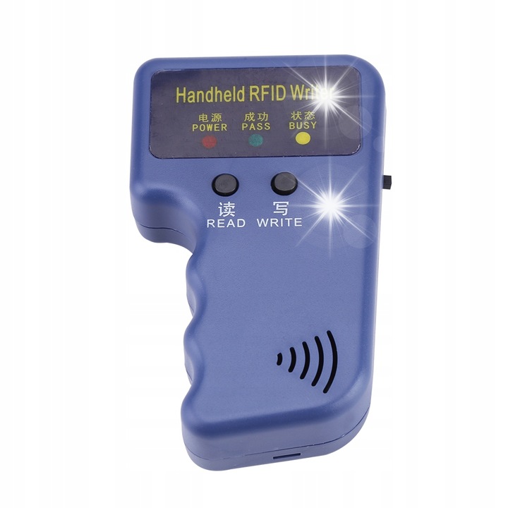 Hordozható RFID író, 11x6,5cm, kék, 10 azonosító készlet