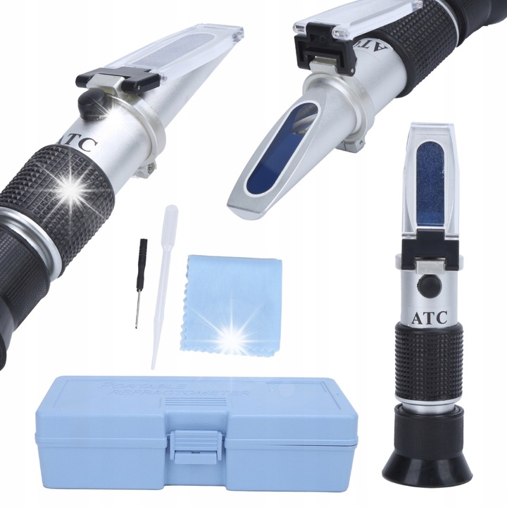 Refractometru pentru vin, 0-100%, set complet cu pipeta, surubelnita, carpa de curatare, cutie plastic