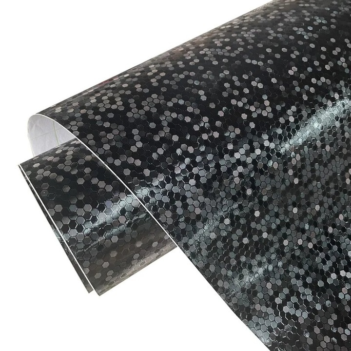 Folie auto decorativa Avex Honeycomb Black, model hexagonal 3D, autoadeziva, dimensiune 150x100cm