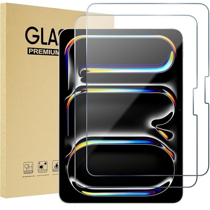2 darabos védőfólia készlet iPad Pro 11 hüvelykes M5 2025 / M4 2024, VIENOD®, edzett üveg, 9H keménység, karcálló, átlátszó