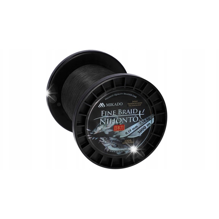 Плетено влакно Mikado Nihonto Fine Braid 0.08mm/4.59kg/3000m, черно, 1 шпула
