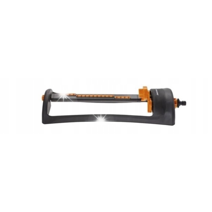 Aspersor Fiskars, model M, tehnologie economisire apa, dimensiuni 16x17m, culoare multicolor
