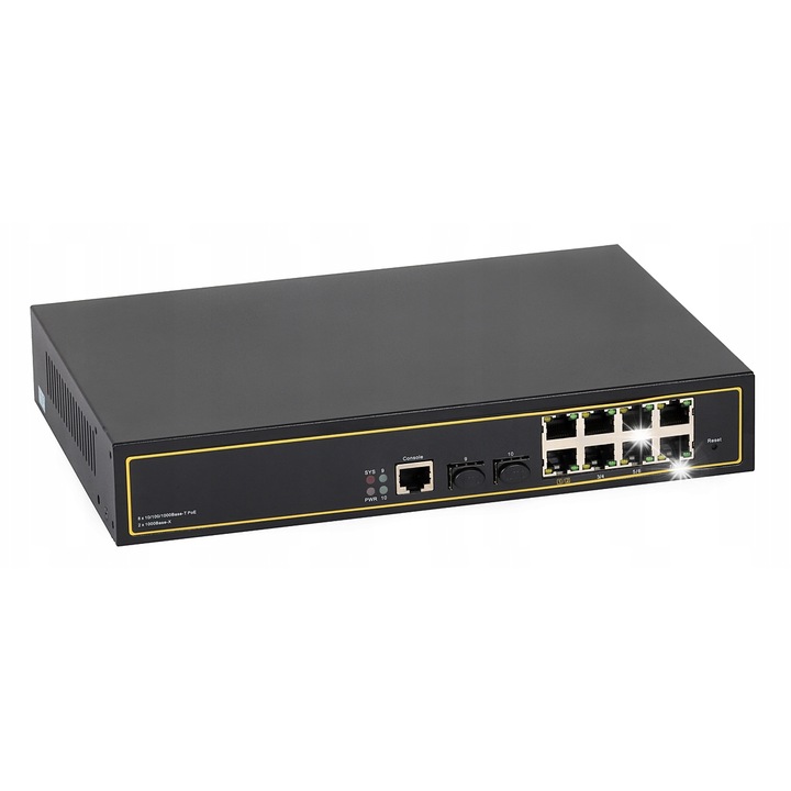 ULTIPOWER 382SFP PoE switch, 8 Gigabit Ethernet port, 2 SFP port, 100-240V, 270x181x44mm