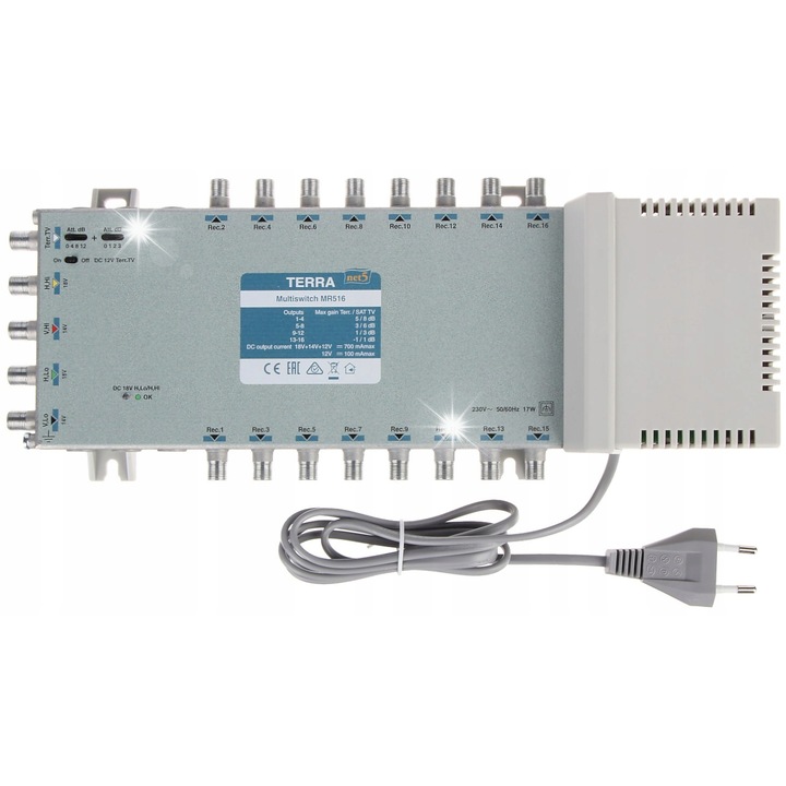 Multiswitch TERRA MR-516 5 intrari/16 iesiri, 950 MHz - 2400 MHz, 47 MHz - 862 MHz