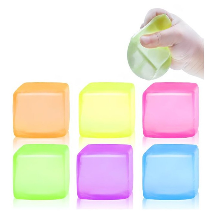 Антистрес кубче Squeezy Ice Cube, 4x4см, различни цветове, материал TPE
