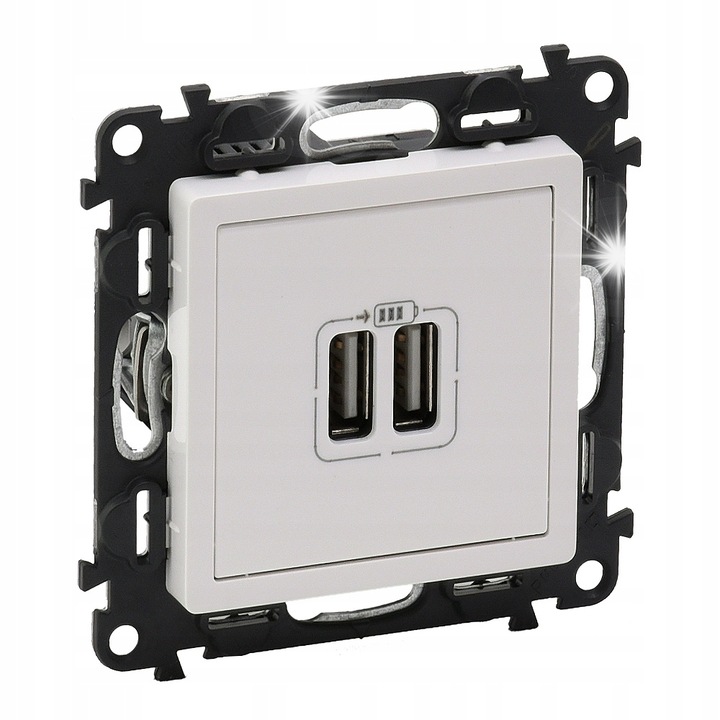 USB зарядни устройства 2.4A/5V, Legrand, 2 порта, бял, Valena Life