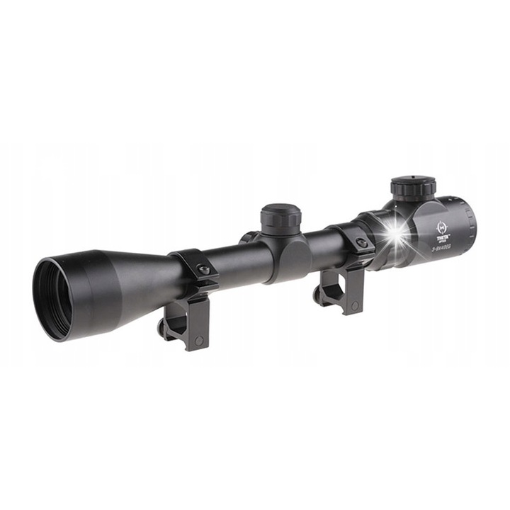 Оптика Theta Optics 3-9x40 EG, метална, черна, пълен комплект с монтаж RIS 22mm и аксесоари