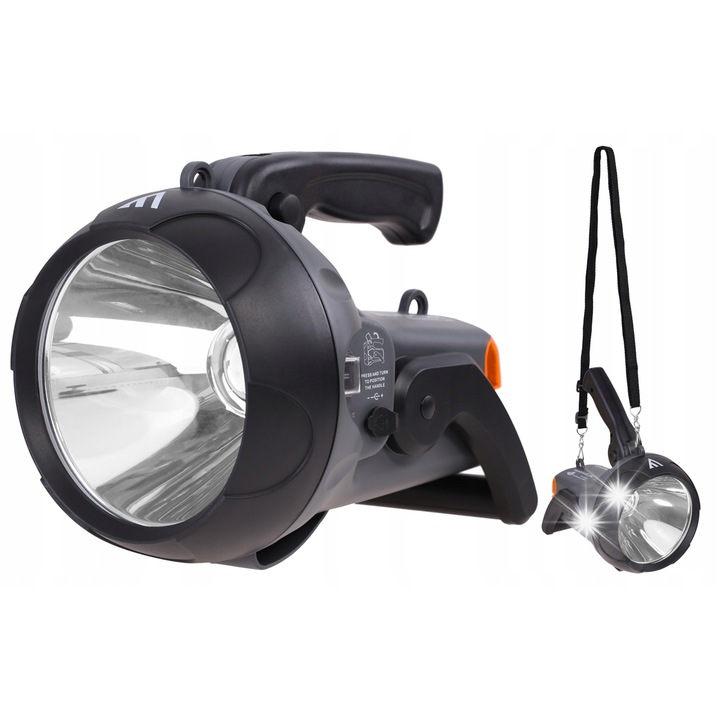 Прожектор Mactronic Vanguard JML, 1600LM, 800m, 22,6x16,5x17,9cm, Черен, Комплект със зарядни устройства