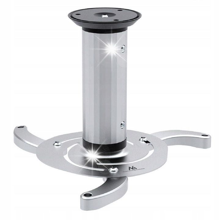 Uchwyt sufitowy pentru proiectoare Maclean MC-515S, 10 kg, argintiu, 360° rotire, 170mm distanta de tavan