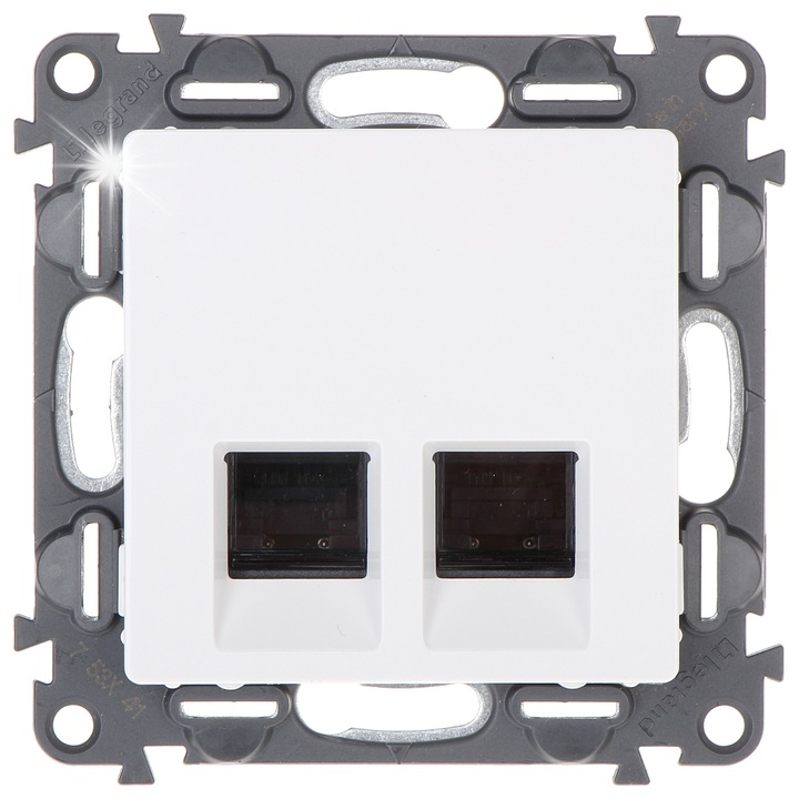 Prize dublu RJ45 Legrand 753141, alb, montaj subtire