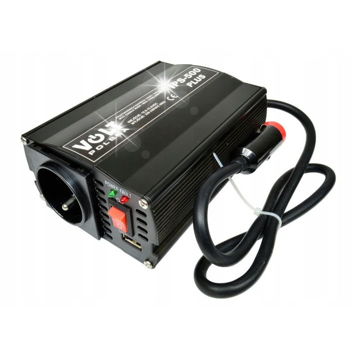 Volt 350/500W 12/230V autós inverter, 194x102x53mm, módosított szinuszhullám