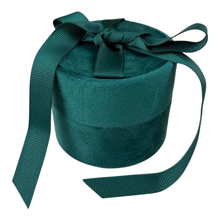 4 db Zöld Bársony Ékszerdoboz Szalaggal, 8.5x7 cm, Ajándékokhoz