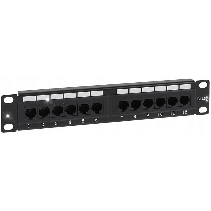 Patch panel RJ-45 Atel 10", 12 port, 1U, 270x90x55mm