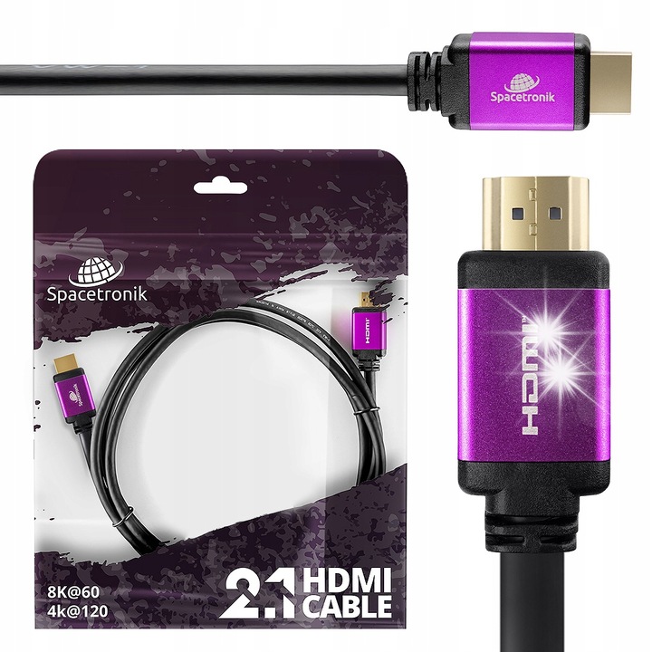 Cabluri HDMI 2.1 Spacetronik 10m 8K, 48 Gbit/s, negru