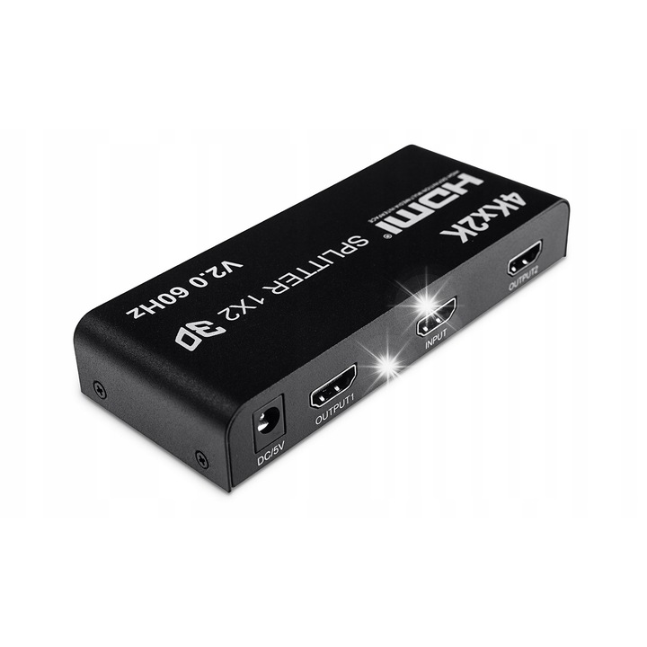 Разклонител HDMI 1x2 SPACETRONIK 4K HDR, 6Gbps, 128x53x23.5mm