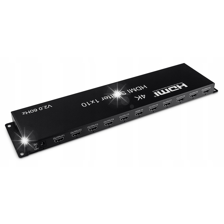 Разклонител HDMI 1x10 Spacetronik 4K HDR, 375x89x22mm, 10 устройства