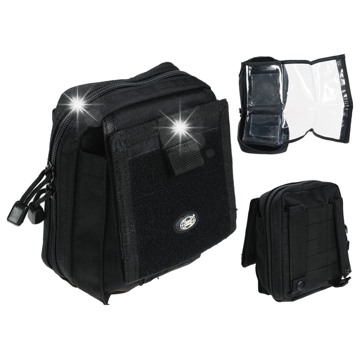 Geanta pentru harta MOLLE, MFH, 18x14x3,5cm, neagra, impermeabila