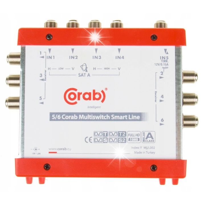 Мултиключ 5/6 Corab, 4 входа SAT+DVB-T, 6 изхода, 110x130x40mm