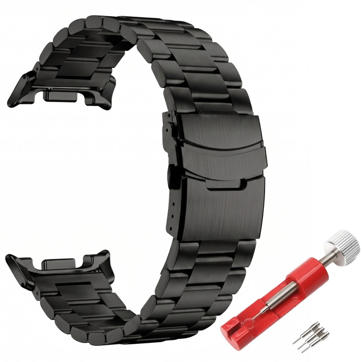 Titánium szíj, Samsung Galaxy Watch 8 órához, állítható, fekete, 185mm