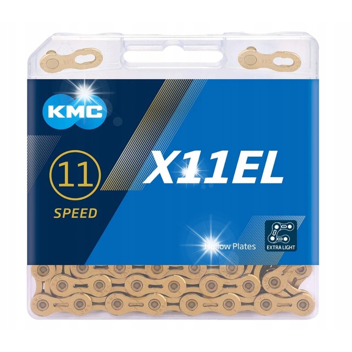 Верига за велосипед KMC X11EL 11s 118 звена, сребриста, за MTB, DH, CycloCross, шосе