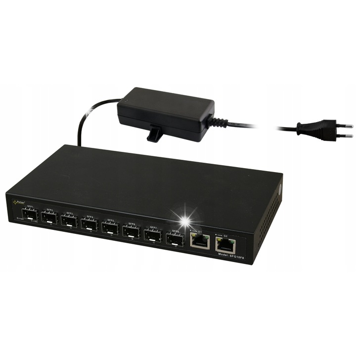 Суич 10-портов SFG10F8, 8x SFP, 2x RJ45, 221x29x115mm